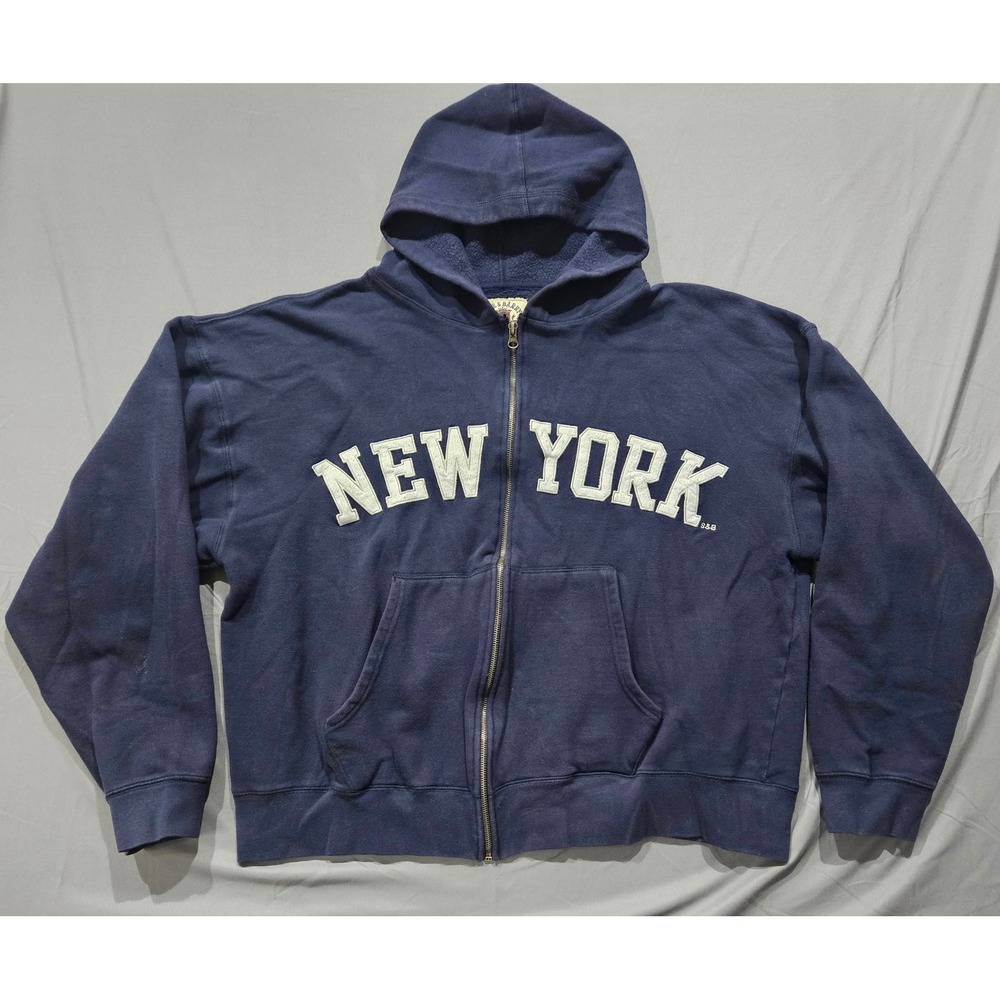 Steve & Barrys Zip Hoodie Mens XL Navy Blue New York Applique Vintage